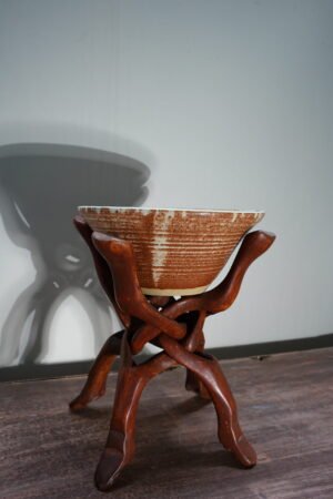 Ceramic Bowl with Wooden Stand