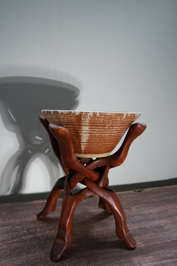 Ceramic Bowl with Wooden Stand
