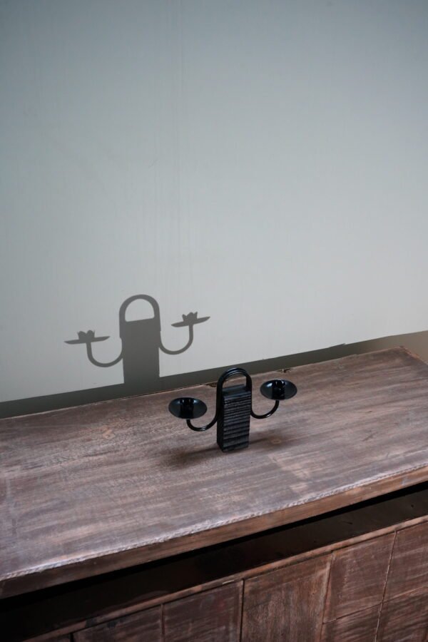 Wood and Steel Candle Holder - Image 2