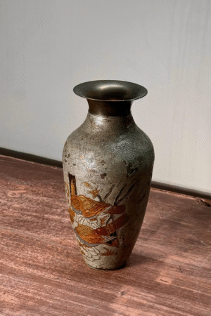 Brass Vase With Enameled Work